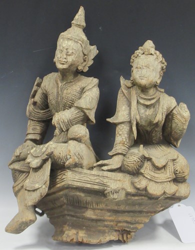 Lot 116 - A Burmese wooden carved wall sconce, late 19th...