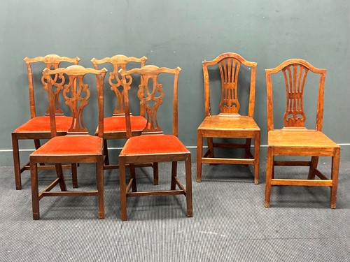 Lot 448 - A set of four George III style dining chairs...