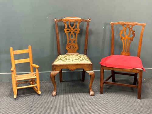 Lot 502 - An 18th century fruitwood dining chair with...