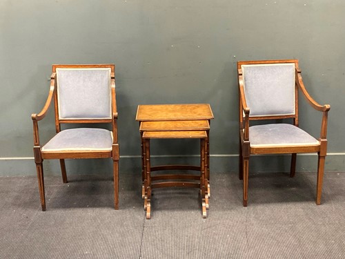 Lot 428 - A pair of Edwardian inlaid armchairs together...