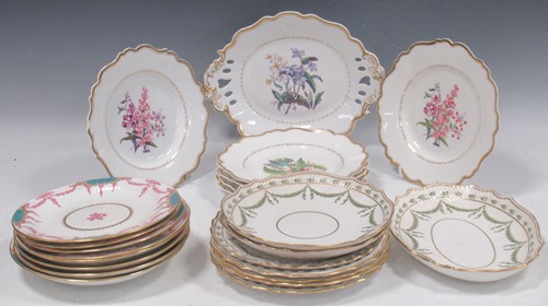 Lot 86 - A Ridgeway porcelain botanical dessert service;...