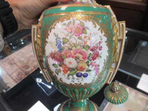 Lot 64 - A pair of Sevres style porcelain vases and...
