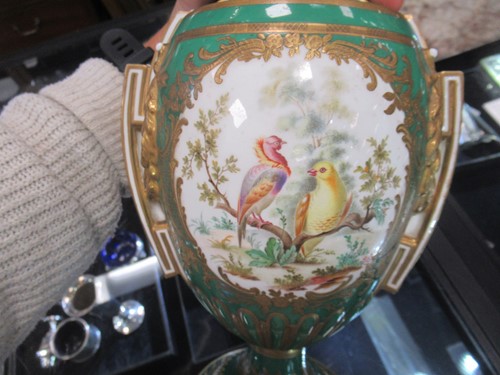 Lot 64 - A pair of Sevres style porcelain vases and...