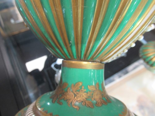 Lot 64 - A pair of Sevres style porcelain vases and...