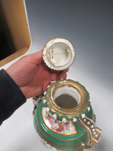 Lot 64 - A pair of Sevres style porcelain vases and...