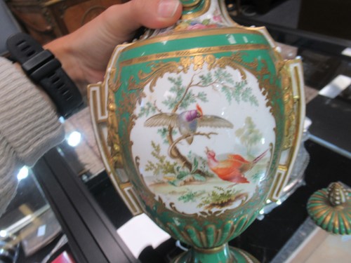 Lot 64 - A pair of Sevres style porcelain vases and...