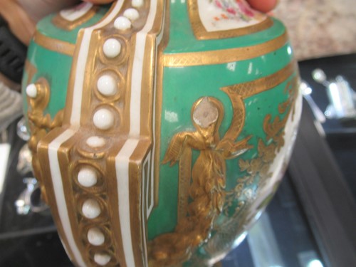 Lot 64 - A pair of Sevres style porcelain vases and...