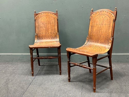 Lot 490 - A pair of Moorish style bent wood and brass...