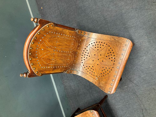 Lot 490 - A pair of Moorish style bent wood and brass...