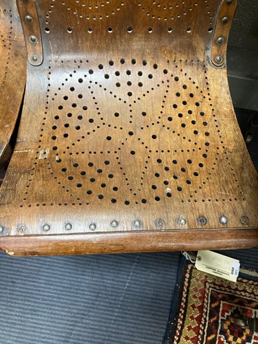 Lot 490 - A pair of Moorish style bent wood and brass...