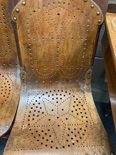 Lot 490 - A pair of Moorish style bent wood and brass...