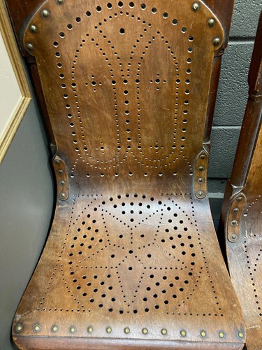 Lot 490 - A pair of Moorish style bent wood and brass...