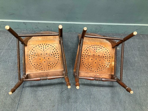 Lot 490 - A pair of Moorish style bent wood and brass...