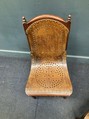 Lot 490 - A pair of Moorish style bent wood and brass...