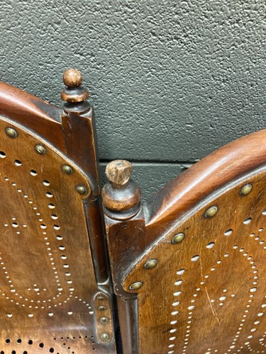 Lot 490 - A pair of Moorish style bent wood and brass...