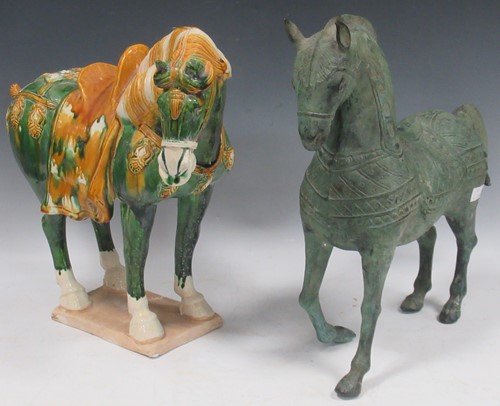 Lot 93 - A Tang style sancai glazed ceramic horse, 36cm...