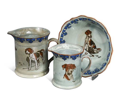 Lot 26 - Cecil Aldin for Royal Doulton, a collection of Titanian ware pottery