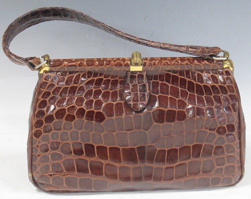 Lot 139 - A 20th century crocodile leather ladies...