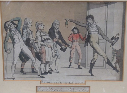 Lot 156 - Framed and glazed handcoloured etching,...