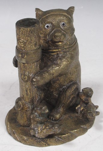 Lot 165 - A late 19th century gilt bronze muzzled bear...