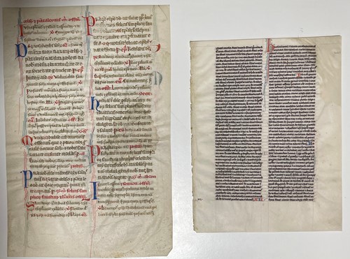 Lot 363 - Two Medieval vellum manuscript leaves