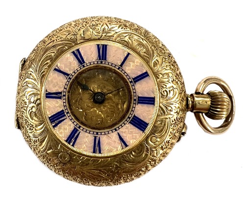 Lot 318 - L'Excelsior, Chaux-de-Fonds - An 18ct gold half hunter pocket watch