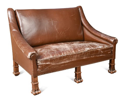 Lot 841 - A French Gothic style walnut two-seater sofa, 19th century