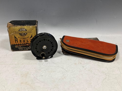 Lot 104A - A JW Young reel, a cased fishing reel;...