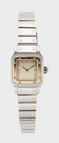 Lot 366 - Cartier - A two-colour 'Santos de Cartier Galbée' wristwatch