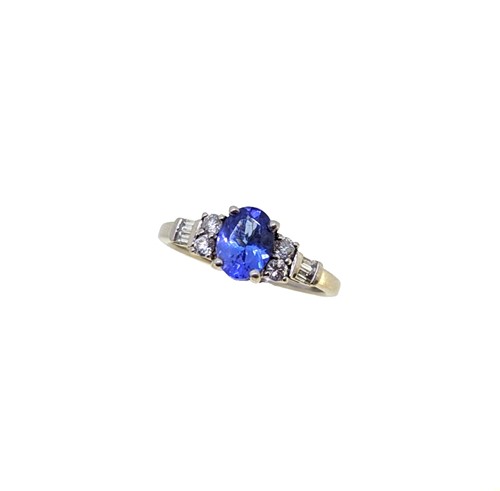 Lot 200 - A platinum tanzanite and diamond ring