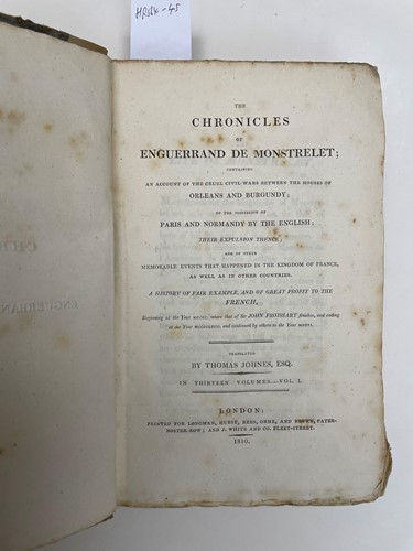 Lot 168 - MONSTRELET (E De)
