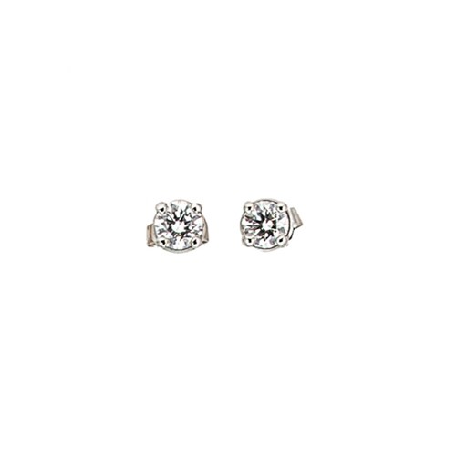 Lot 170 - A pair of single stone diamond ear studs