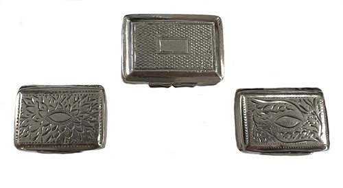 Lot 408 - A trio of 19th century silver miniature vinaigrettes