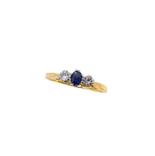 Lot 120 - A sapphire and diamond three stone ring