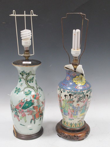 Lot 114 - A Chinese Famille rose table lamp, Republic...