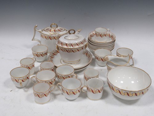 Lot 144 - A Derby tea service in gold, red and gilt,...