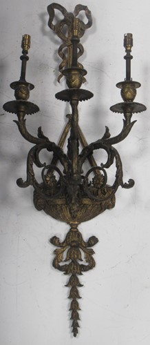 Lot 120 - A Neoclassical style gilt metal three branch...