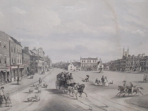 Lot 248 - St Neots Market Place lithograph; together...
