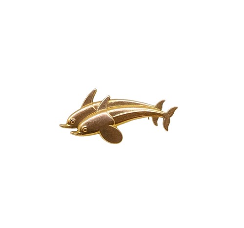 Lot 16 - Georg Jensen - An 18ct gold dolphin brooch