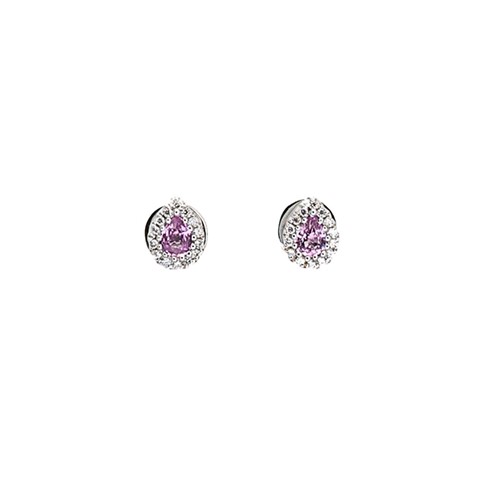 Lot 164 - A pair of 18ct gold pink sapphire and diamond ear studs