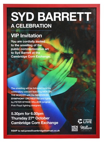 Lot 156 - Syd Barrett interest: A VIP invitation poster for 'A Celebration' at the Cambridge Corn Exchange