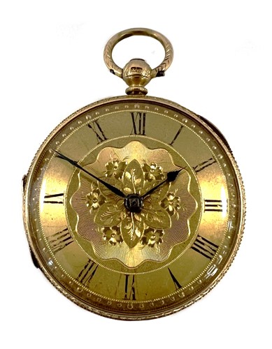 Lot 317 - Unsigned - A late 19th century 18ct gold open faced pocket watch