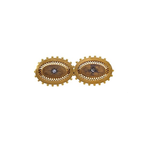 Lot 174 - A diamond set Etruscan style double brooch