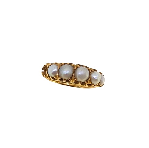 Lot 195 - A late Victorian 18ct gold pearl ring, size O½,...