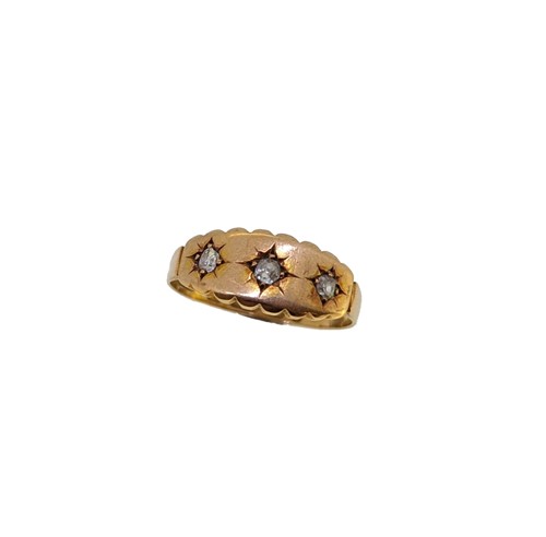 Lot 182 - A Victorian 15ct gold diamond set ring