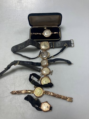 Lot 165 - Six wrist watches, cases hallmarked or assessd...