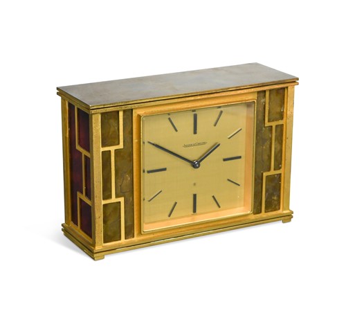 Lot 3 - A Jaeger LeCoultre brass table clock, circa 1950