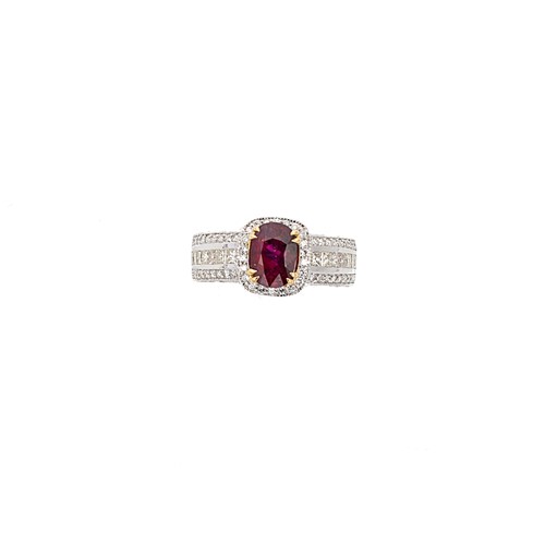 Lot 292 - A modern Burmese ruby and diamond ring