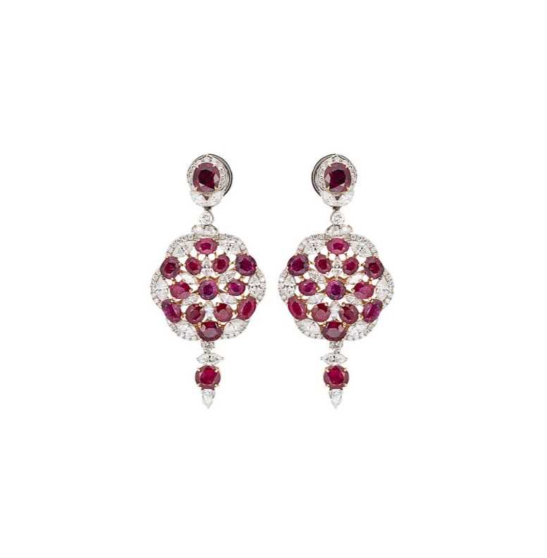 Lot 298 - A pair of Burmese ruby and diamond ear pendants