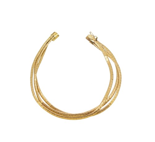 Lot 187 - An 18ct gold three row bracelet